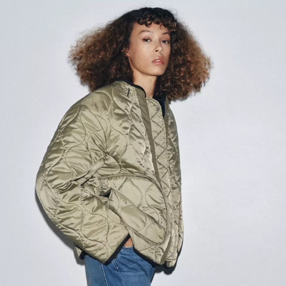 ZARA Reversible Quilted Women’s Jacket Black Olive XS NWT - ZW Collection